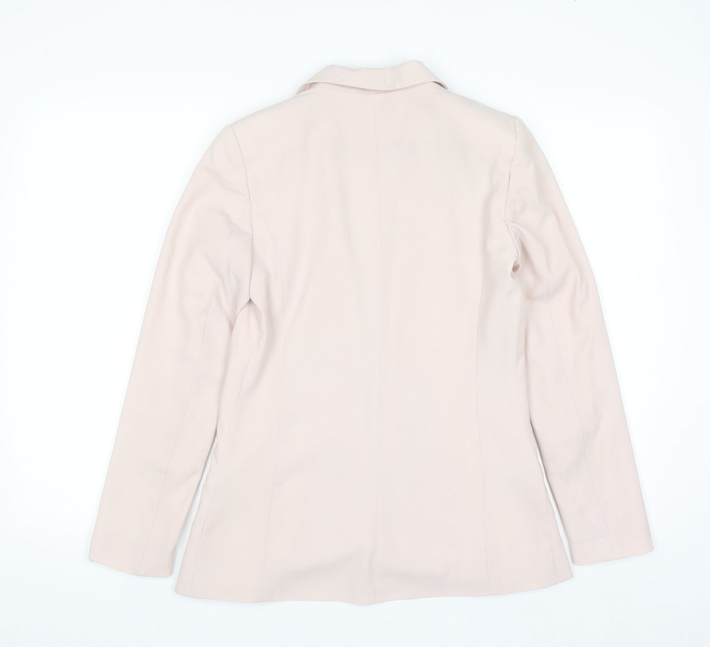 H&M Women Beige Single-Breasted Blazer Size 8 Tailored Fit