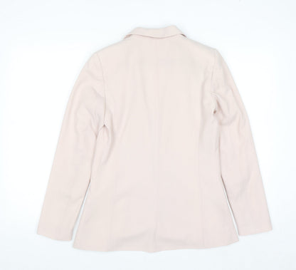 H&M Women Beige Single-Breasted Blazer Size 8 Tailored Fit