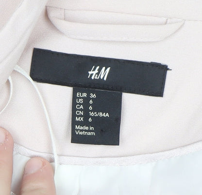 H&M Women Beige Single-Breasted Blazer Size 8 Tailored Fit