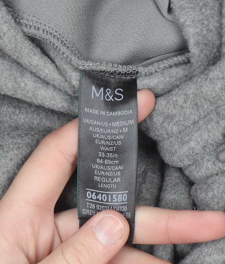 Marks and Spencer Men's Grey Fleece Sweatpants M Regular Fit