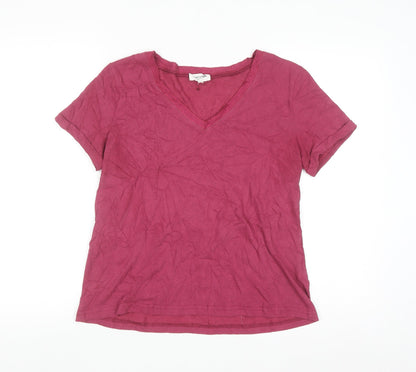 Grace & Mila Women’s Pink Cotton Blend V-Neck Short Sleeve T-Shirt M