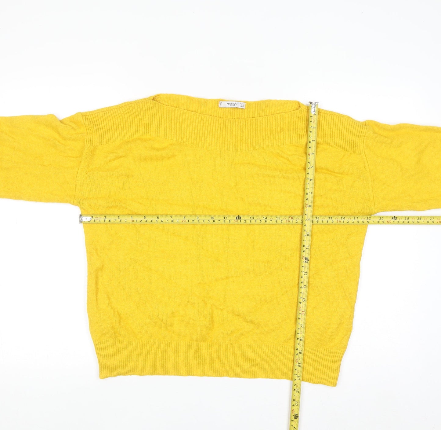 Mango Women Yellow Knit Pullover Jumper Size 10