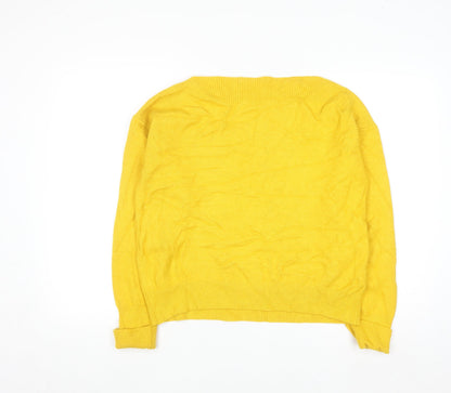 Mango Women Yellow Knit Pullover Jumper Size 10