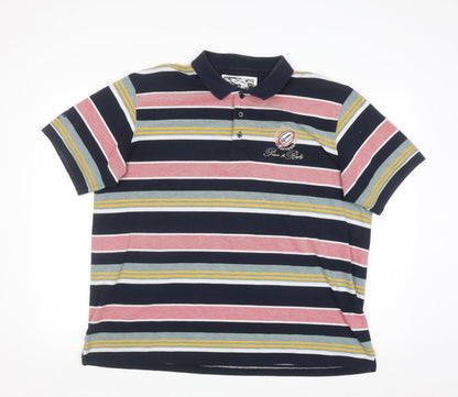 Cotton Traders Men's Multicoloured Striped Rugby Polo Shirt XL