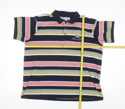 Cotton Traders Men's Multicoloured Striped Rugby Polo Shirt XL