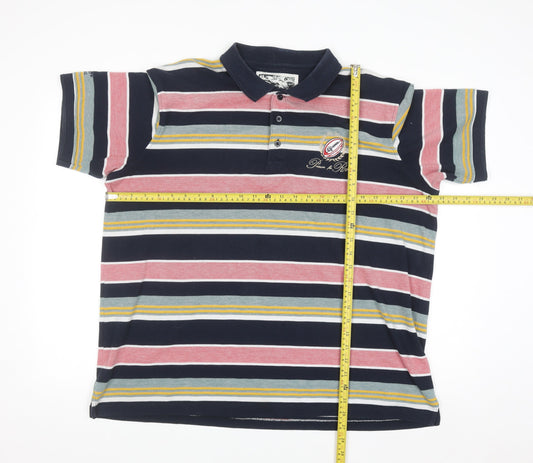 Cotton Traders Men's Multicoloured Striped Rugby Polo Shirt XL