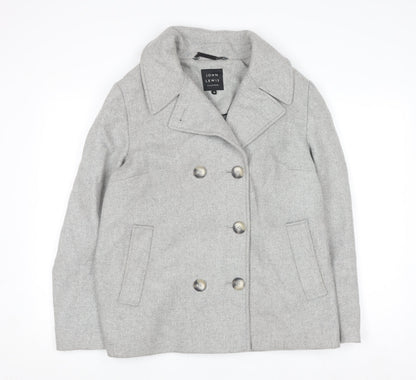 John Lewis Women Grey Wool Blend Pea Coat Size 14 Classic Style