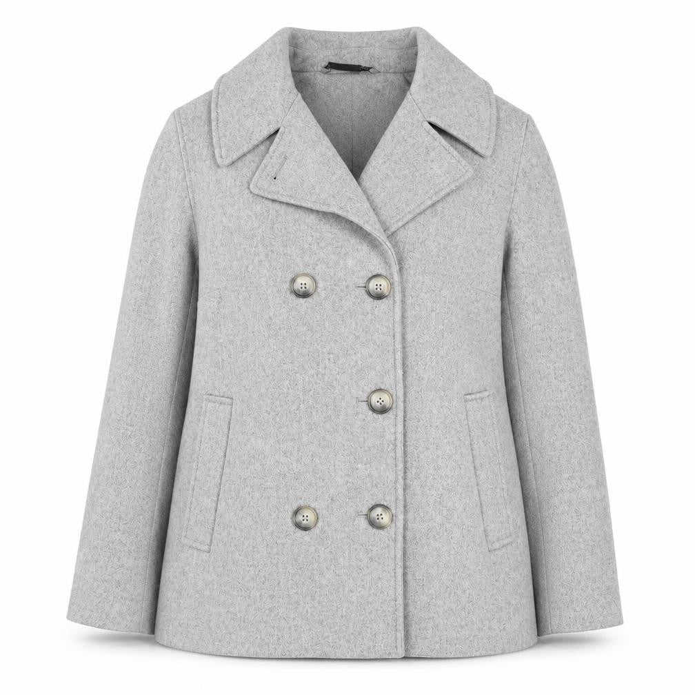 John Lewis Women Grey Wool Blend Pea Coat Size 14 Classic Style