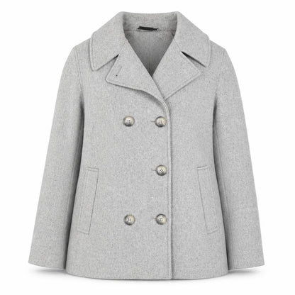 John Lewis Women Grey Wool Blend Pea Coat Size 14 Classic Style