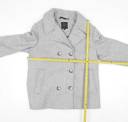 John Lewis Women Grey Wool Blend Pea Coat Size 14 Classic Style