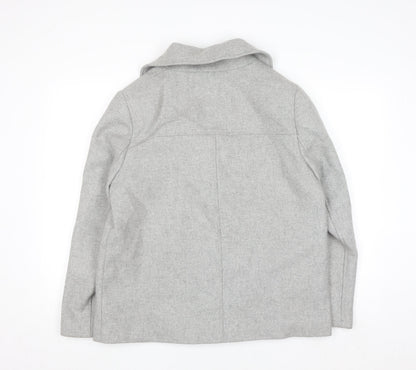 John Lewis Women Grey Wool Blend Pea Coat Size 14 Classic Style