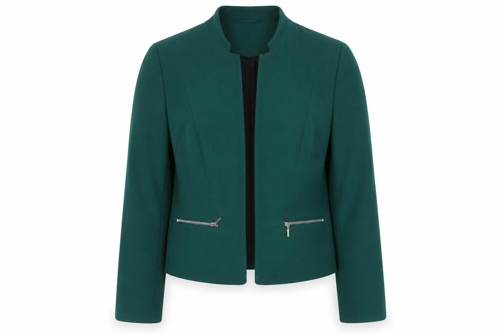 Debenhams Women's Green Size 12 Blazer Jacket with Zip Pockets