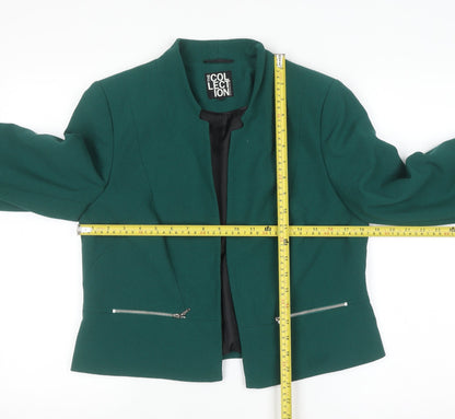 Debenhams Women's Green Size 12 Blazer Jacket with Zip Pockets