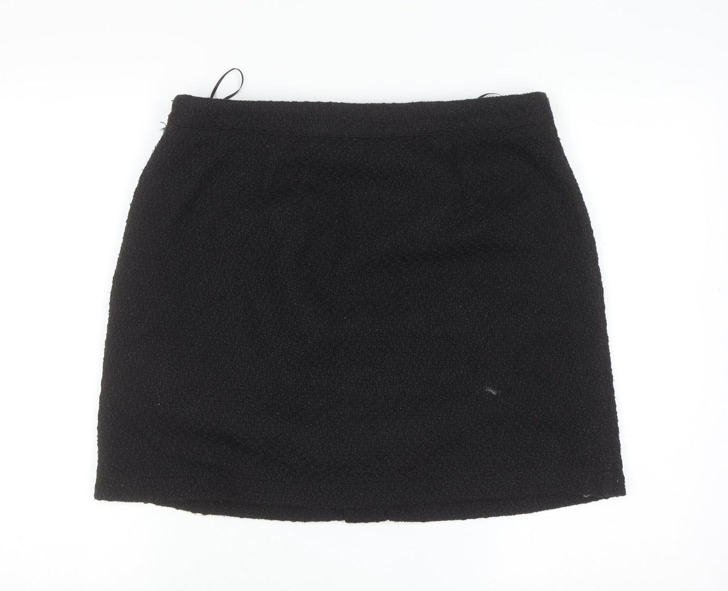 New Look Womens Black Size 14 A-Line Mini Skirt with Gold Buttons