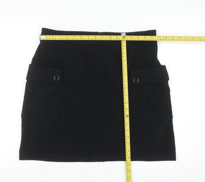 Next Women's Black Stretch Cargo Mini Skirt Size 16