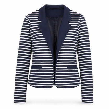 Next Women Navy Striped Blazer Size 8 Classic Lined Jacket