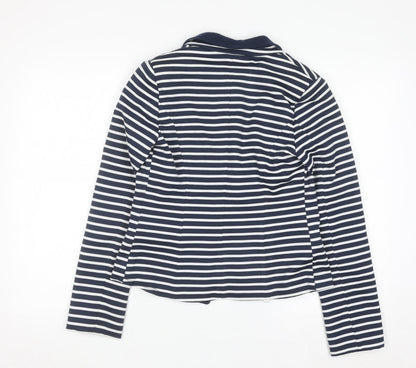 Next Women Navy Striped Blazer Size 8 Classic Lined Jacket