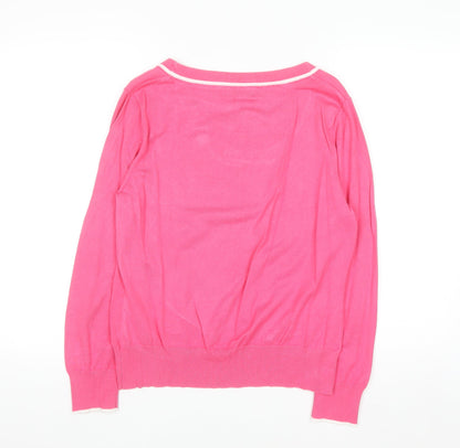 M&Co Women’s Pink Long Sleeve Scoop Neck Bow Knit Jumper Size 18