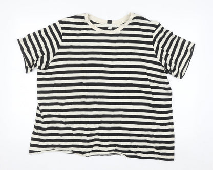 Next Women’s Black White Striped Cotton T-Shirt Size 20