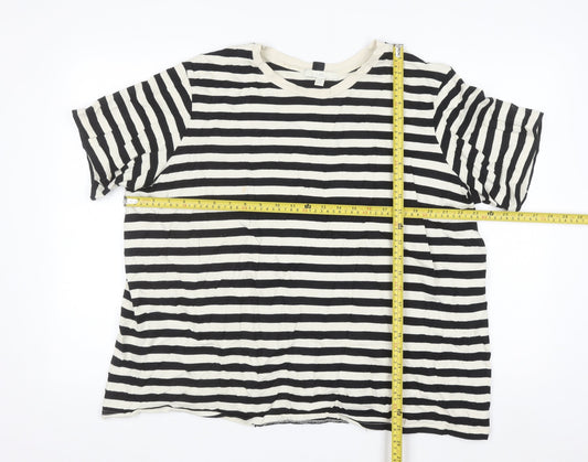 Next Women’s Black White Striped Cotton T-Shirt Size 20