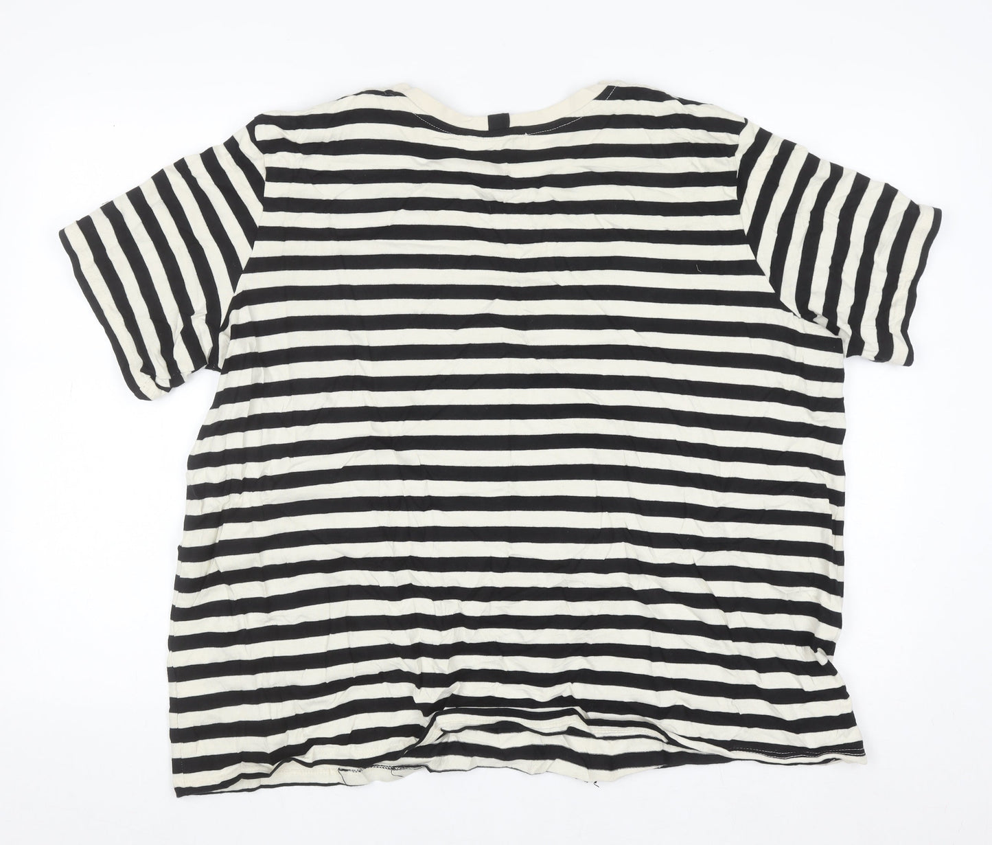 Next Women’s Black White Striped Cotton T-Shirt Size 20