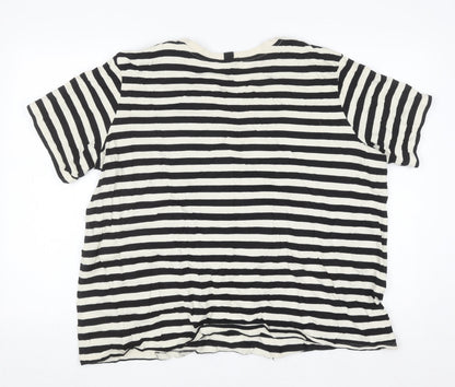 Next Women’s Black White Striped Cotton T-Shirt Size 20