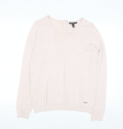 Mango Women Pink Round Neck Long Sleeve Pullover Jumper Size 10