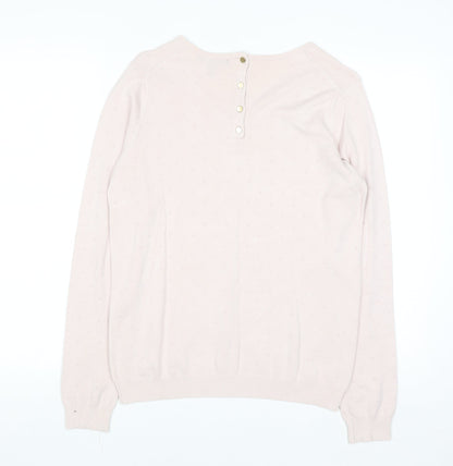 Mango Women Pink Round Neck Long Sleeve Pullover Jumper Size 10