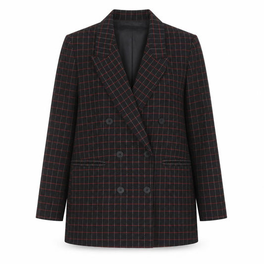 Zara Basic Women’s Black Checked Wool Blend Blazer Jacket Size S