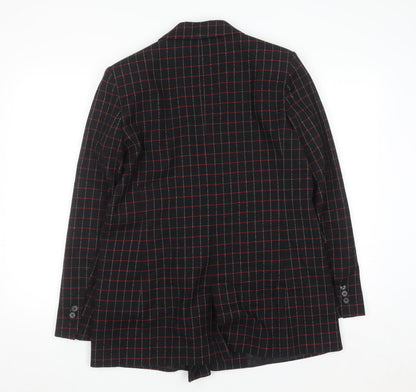 Zara Basic Women’s Black Checked Wool Blend Blazer Jacket Size S