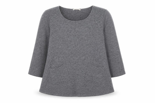 Maria Bellentani Women's Grey Wool Blend Tunic Jumper Size S