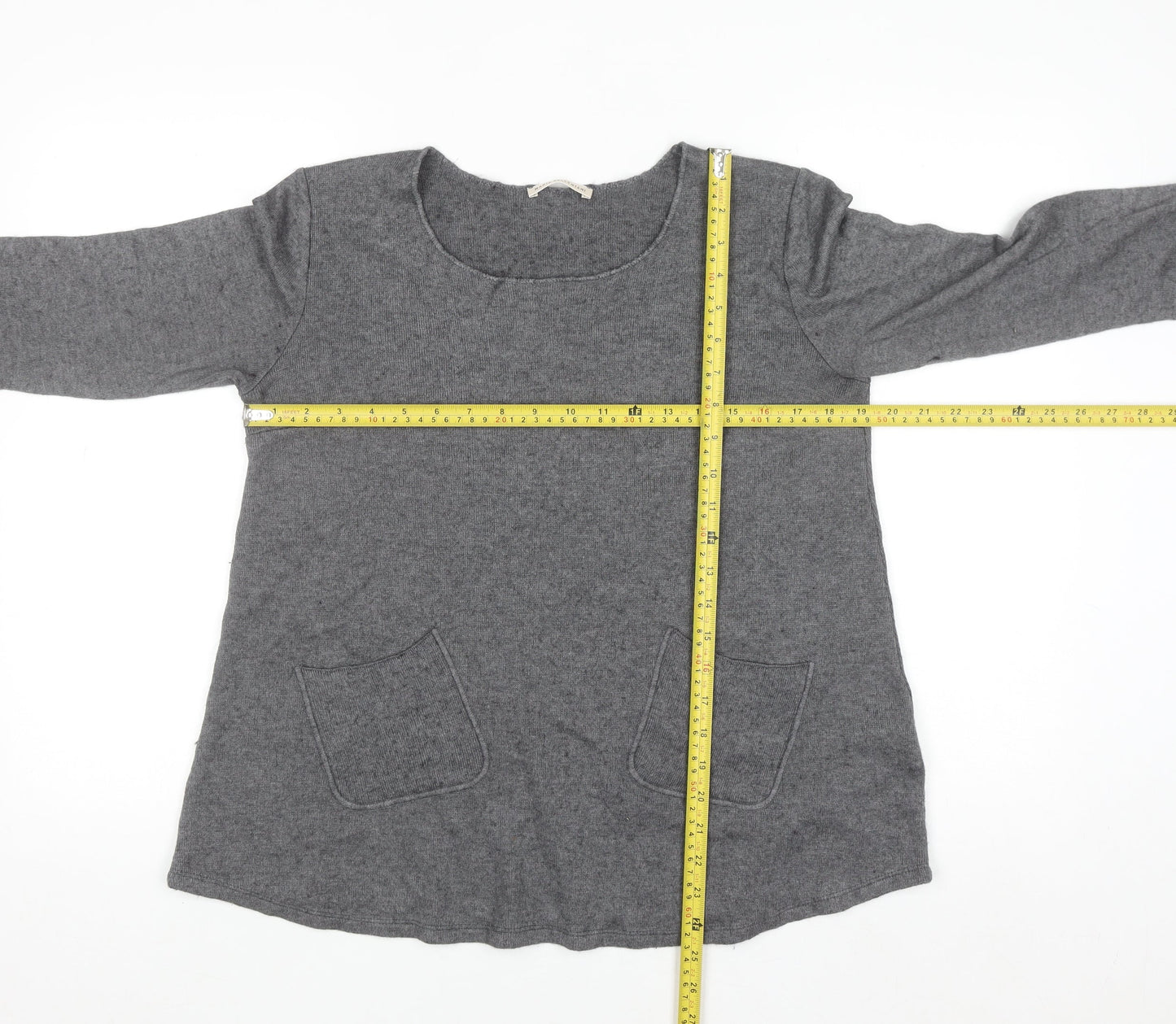 Maria Bellentani Women's Grey Wool Blend Tunic Jumper Size S