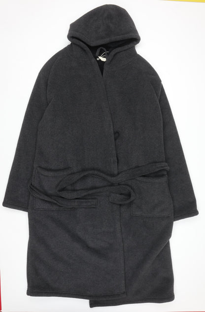 Marks and Spencer Men’s Grey Fleece Hooded Robe 2XL Belted Winter