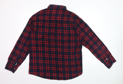Brave Soul Men's Red Navy Flannel Check Button-Up Shirt Size L