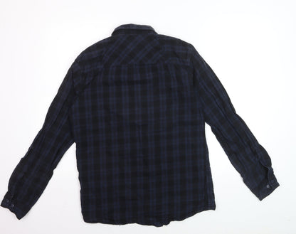 Jack & Jones Men's Blue Check Long Sleeve Cotton Casual Shirt M