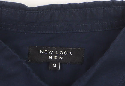 New Look Men Blue Cotton Long Sleeve Regular Fit Button-Up Shirt M