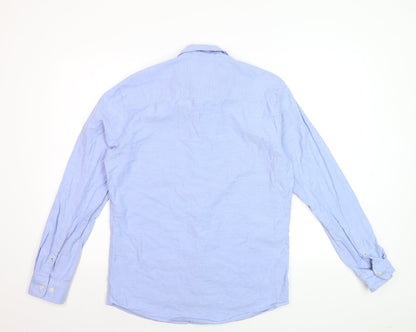 Jack & Jones Men's Blue Button-Down Long Sleeve Cotton Shirt M