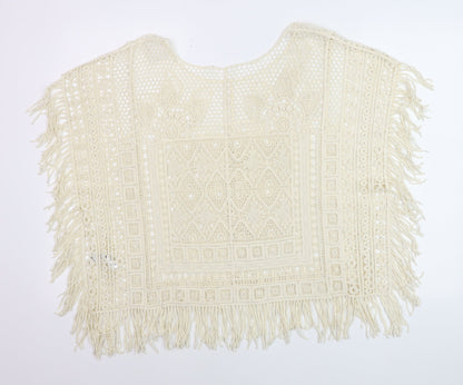 George Women’s Ivory Crochet Fringe Boho Blouse Size Small
