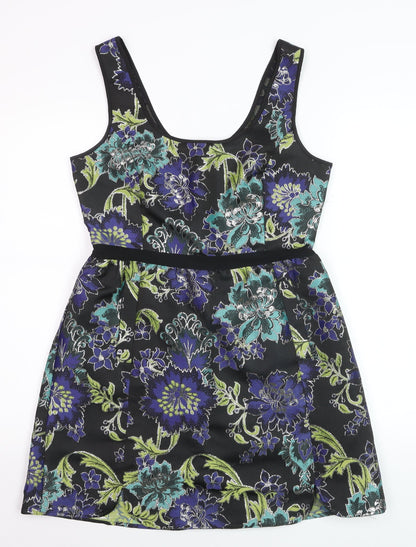 Monsoon Women’s Black Floral Jacquard A-Line Sleeveless Dress UK 10
