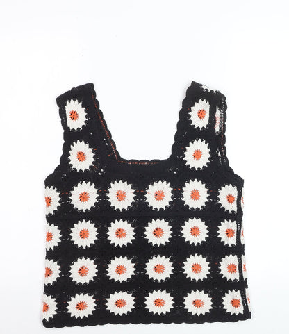 Threadbare Women’s Black Crochet Floral Tank Top Size 10