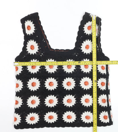 Threadbare Women’s Black Crochet Floral Tank Top Size 10