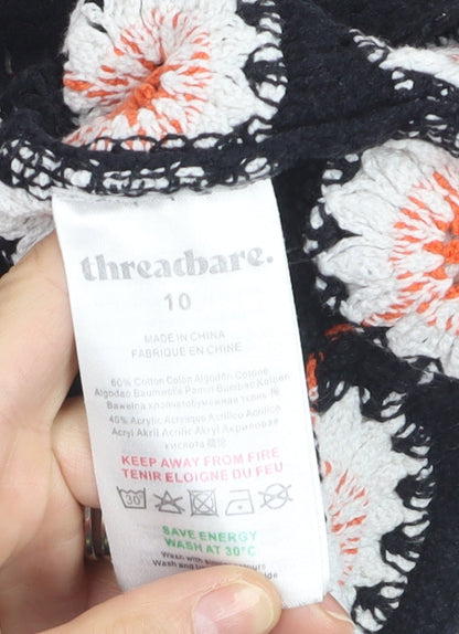 Threadbare Women’s Black Crochet Floral Tank Top Size 10