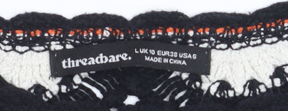 Threadbare Women’s Black Crochet Floral Tank Top Size 10