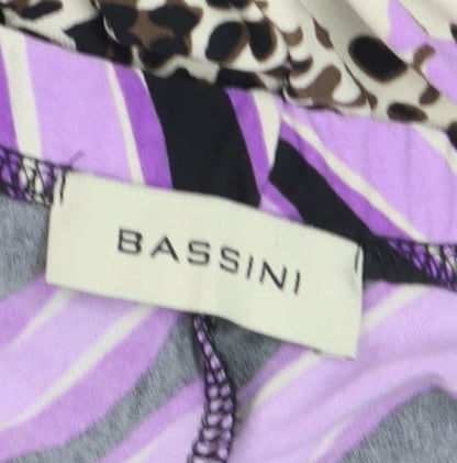 Bassini Womens Multicoloured Size 18 A-Line Midi Stretch Skirt