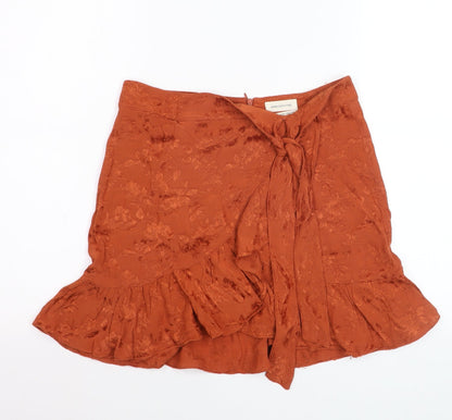 Urban Outfitters Women's Orange Wrap Ruffle Short Skirt Size L