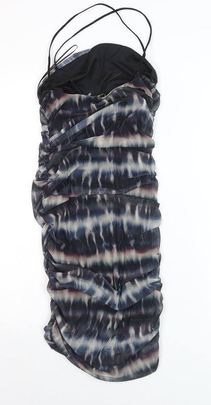 Quiz Women’s Multicoloured Ruched Bodycon Strapless Dress Size 10