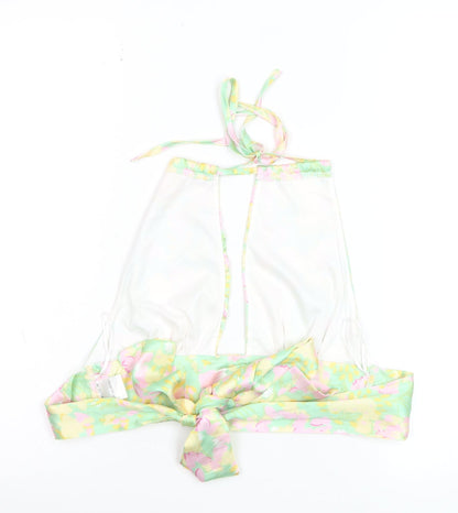 Double Crazy Women's Multicoloured Halter Floral Satin Camisole Top M