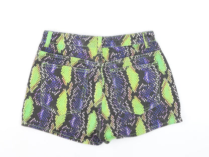 PrettyLittleThing Womens Multicoloured Snakeskin Hot Pants UK 10