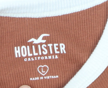 Hollister Women’s Brown Cropped Tank Top L Western Graphic