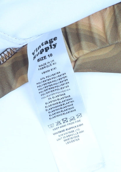 Vintage Supply Women Brown Heart Print Flared Trousers Size 10